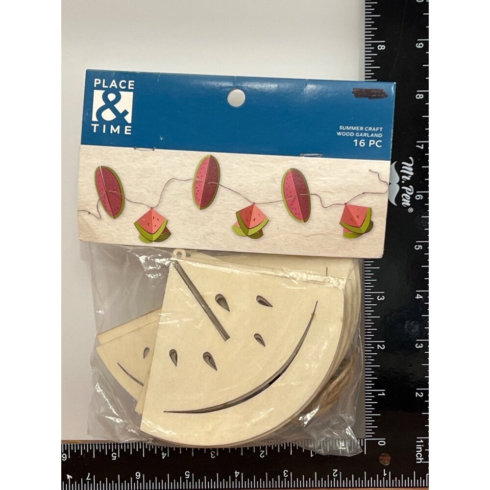 Place & Time Summer Craft Garland 16 Pc Watermelon Design DIY 19906817 4.9FT